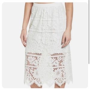 Wayf white lace scallop hem midi skirt bridal